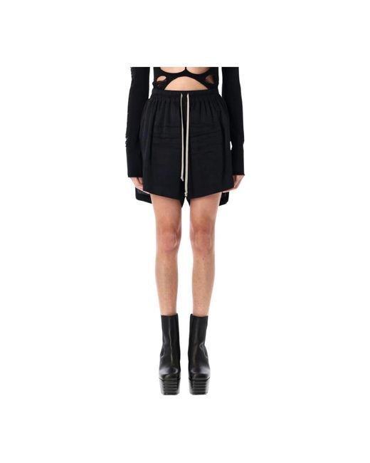 Rick Owens Black Bequeme Kordelzug-Shorts