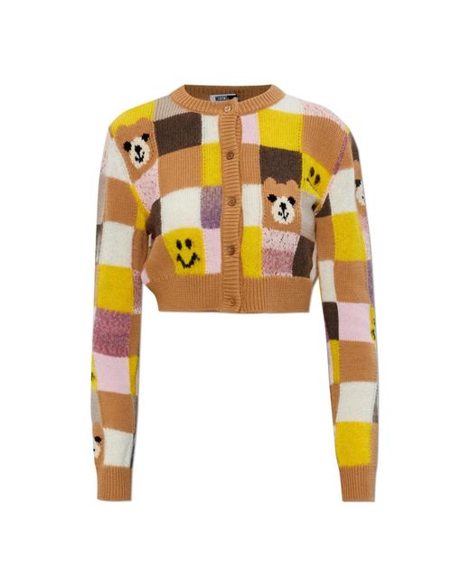 Moschino Truien & Vesten ,Veelkleurig ,Kort Vest in het Yellow