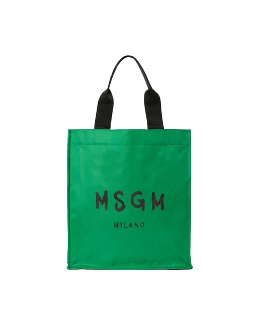 MSGM Green Tote Bags for men