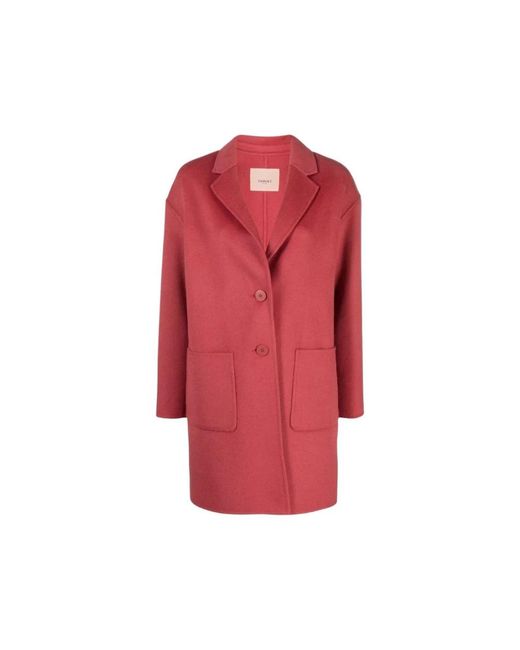 Twin Set Red Single-Breasted Coats