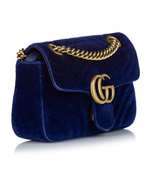 Gucci Gebrauchte Mini GG Marmont Matelasse Samt Umhängetasche in Blau |  Lyst DE