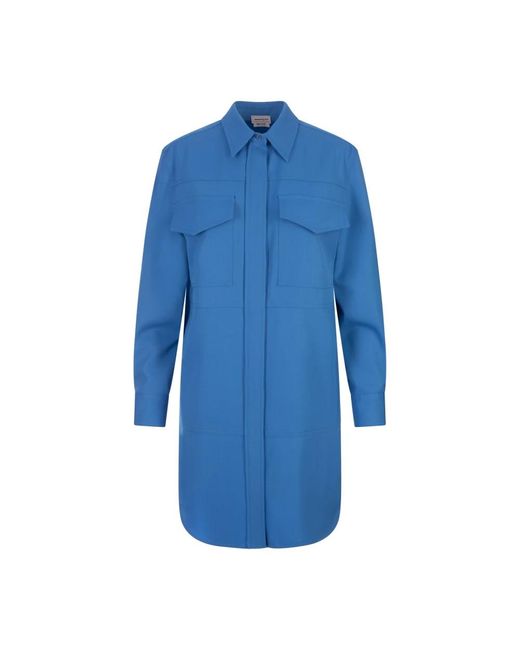 Alexander McQueen Blue Shirt Dresses