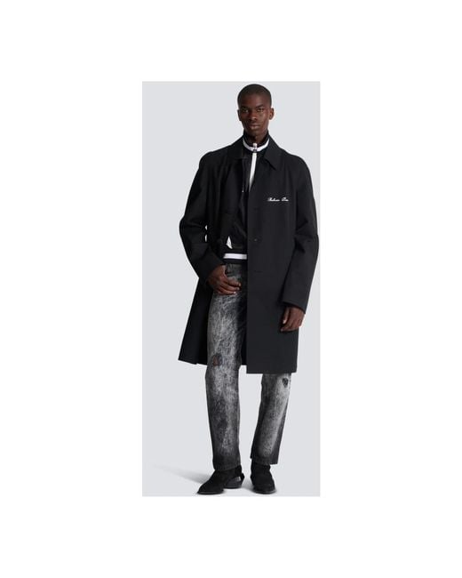 Balmain Mantel Met Enkele Rij Knopen in het Black voor heren