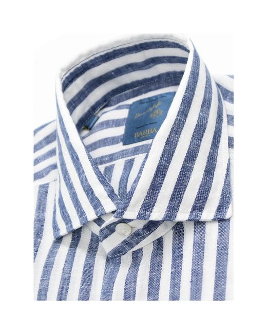 Barba Napoli Blue Casual Shirts for men