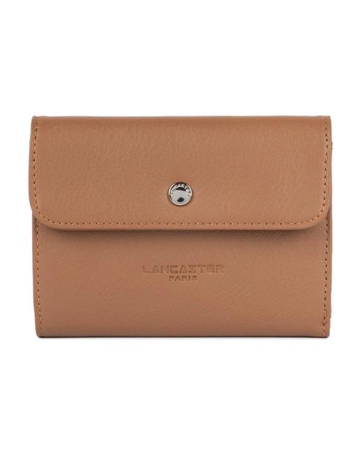 Lancaster Accessoires ,Bruin ,Leer Portefeuille A Rabat Avec Pression Soft Pm in het Brown