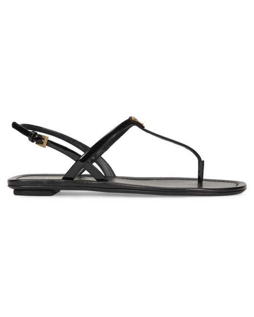 Prada Black Lackierte Flip-Flops