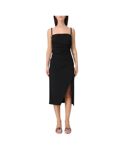 Dolce & Gabbana Elegante Midi Jurk Met Zijsplit in het Black