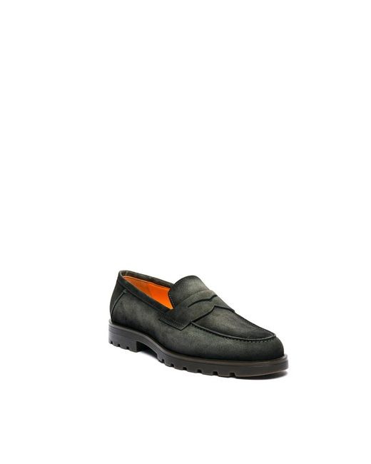 Santoni Black Loafers for men