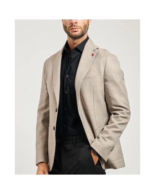 MULISH Ikonierte Einreiher-Jacke Mit Anstecker in Natural für Herren