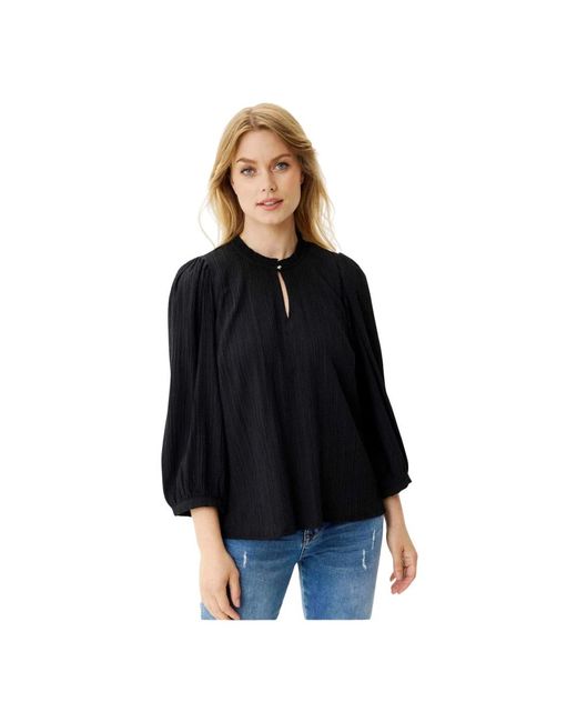 iN FRONT Overhemden ,Zwart ,Nylon Gestructureerde Tove Blouse in het Black