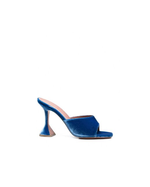 AMINA MUADDI Blue Heeled Mules