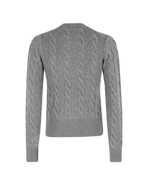 Polo Ralph Lauren Gray Cremefarbener Cardigan Pullover Mit Gewebter Textur
