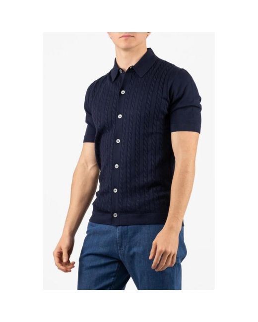 Gran Sasso Blue Short Sleeve Shirts for men
