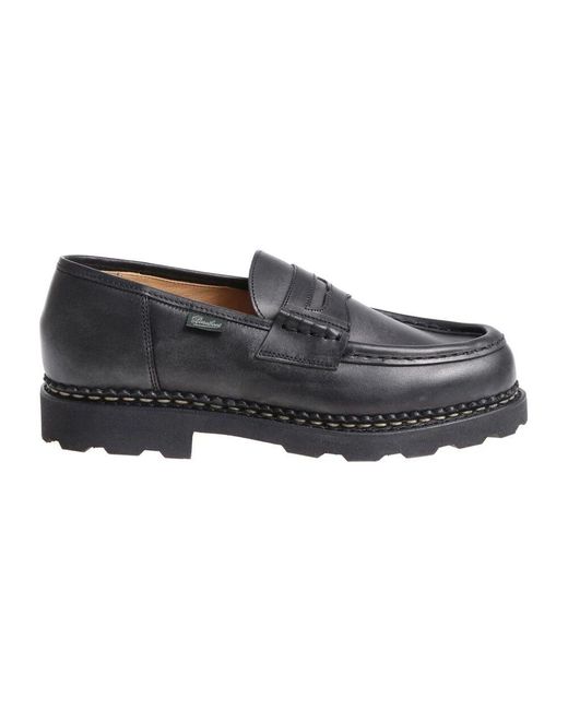 Paraboot Schwarzer ledermokassin mit sichtbaren nähten in Black für Herren