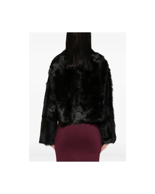 Faux Fur & Shearling Jackets Alberta Ferretti de color Black