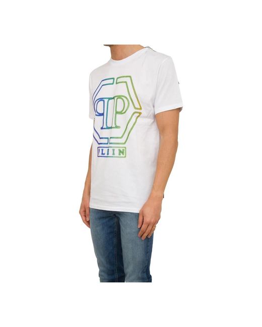 Philipp Plein Hexagon besticktes t-shirt rundhals in Blue für Herren