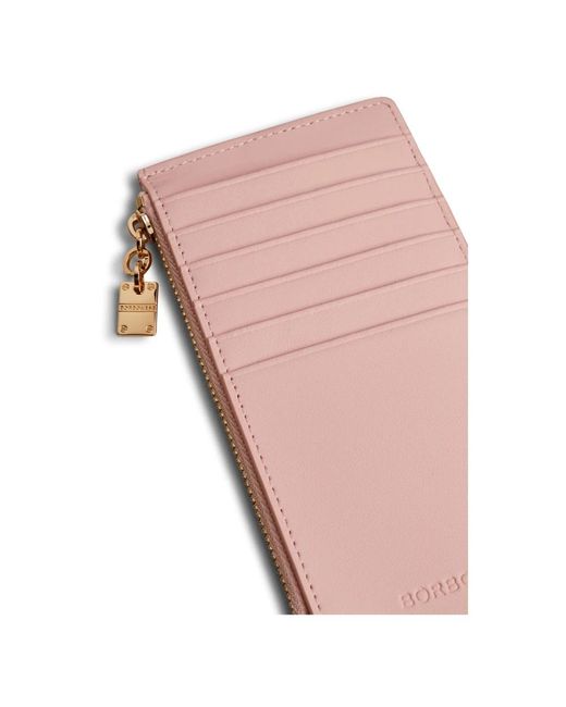 Borbonese Pink Flache leder lettering pouch