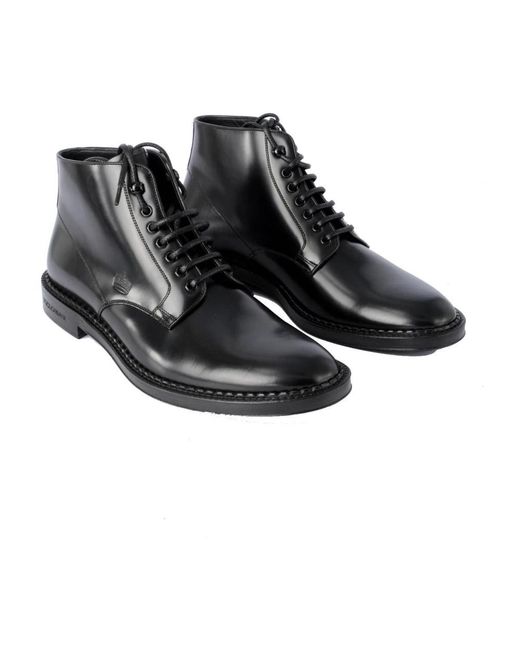 Dolce & Gabbana Black Lace-Up Boots for men