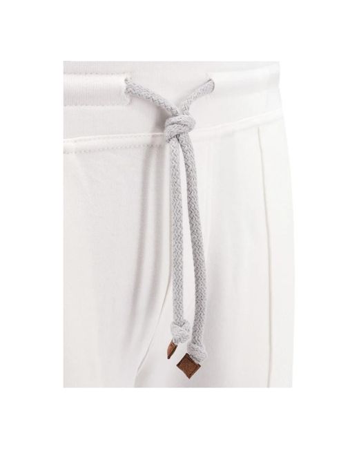Brunello Cucinelli Weiße baumwollhose elastischer bund in Gray für Herren