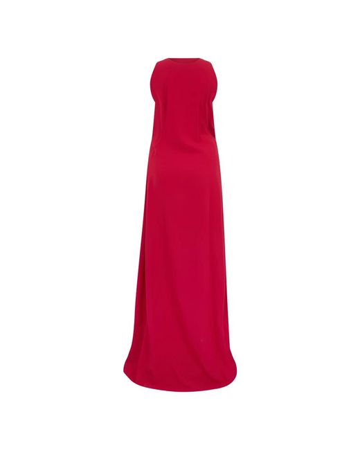 Alberta Ferretti Lange Jurk Met Ruches in het Red