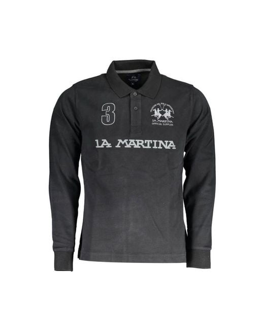 La Martina Schwarzes Baumwoll Herren Polo Shirt in Black für Herren