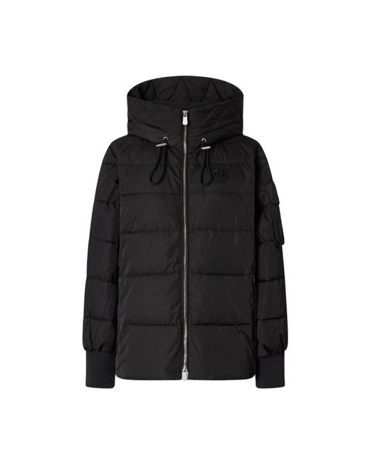 Pinko Jassen ,Zwart ,Chaquetón Crusca Cappa Tela Mat Con Patc in het Black