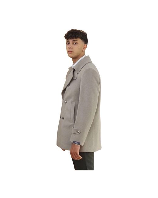 Barba Napoli Doppelreihiger Peacot Mantel in Gray für Herren