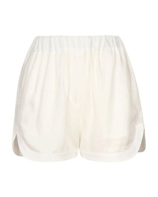 Pinko White Weiße Leinen-Shorts Mit Seitenschlitzen