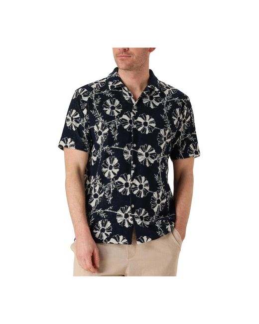 Anerkjendt Blau Casual Hemd Mit Frotte-Druck in Black für Herren