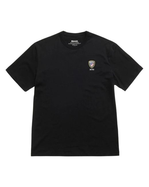 Blauer Tops ,Zwart ,Katoen Maxi Logo Zwart Katoen Jersey T-Shirt in het Black voor heren