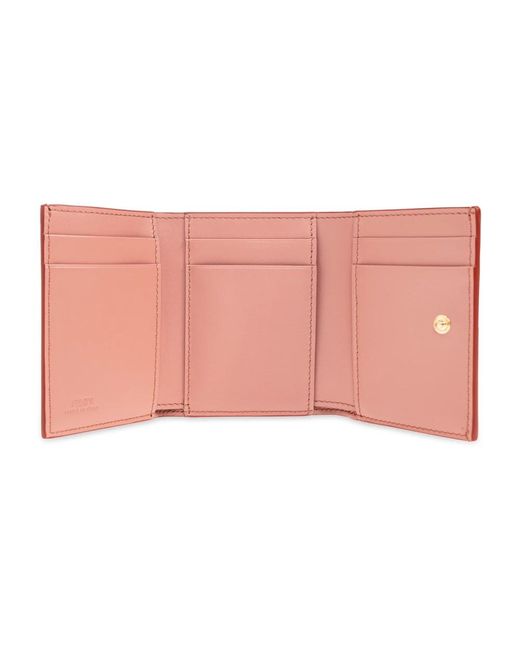 Fendi Accessoires ,Roze ,Leer Ff Diamonds Mini Trifold Wallet in het Red