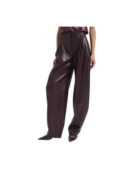 ANDAMANE Broeken ,Paars ,Polyester Paarse Eco Leren Broek Tracy in het Brown