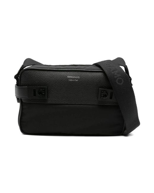 Ferragamo Zwarte Leren Schoudertas Met Logo in het Black voor heren