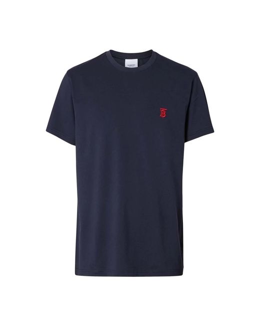T-shirt con logo ricamato - blu di Burberry in Blue da Uomo