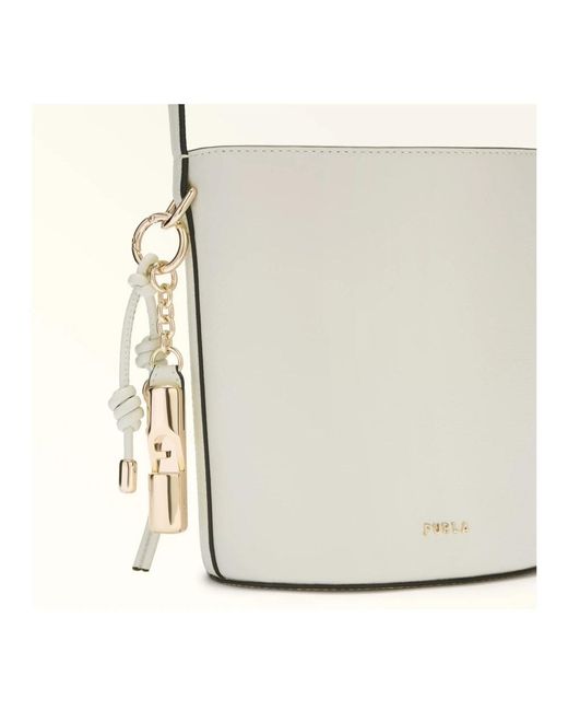 Furla Roxie Mini Leren Bucket Bag in het White