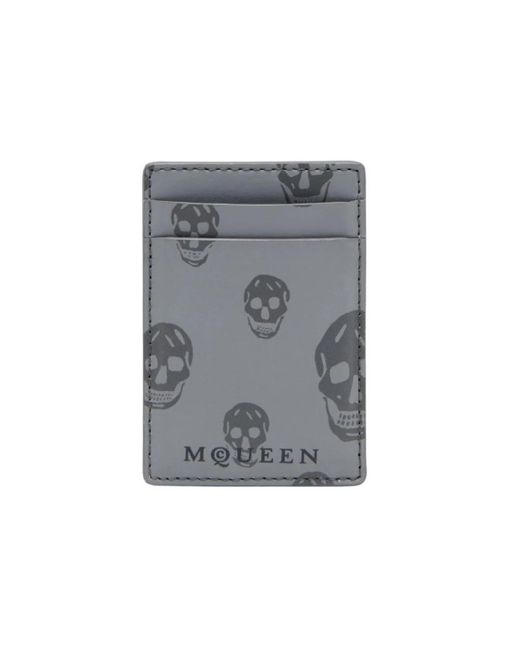 McQueen Accessoires ,Grijs ,Leer Magnetische Kaarthouder in het Gray voor heren