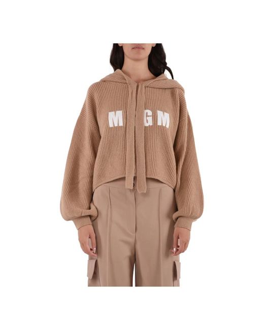 Jersey Con Capucha De Cachemira Y Mangas Amplias, Mujer, Talla MSGM de color Brown