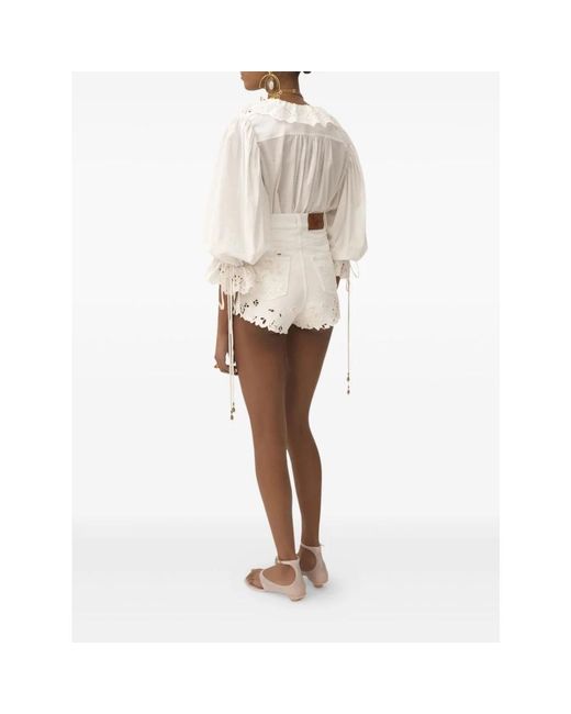 Chloé White Weiße Rüschenbluse Mit V-Ausschnitt