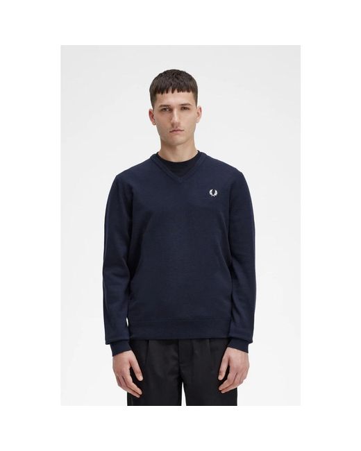 Fred Perry Blue V-Neck Knitwear for men