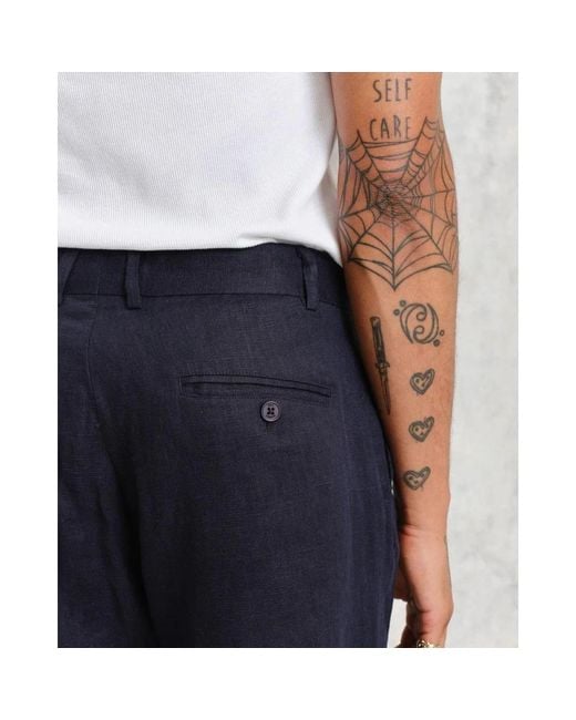 Wax London Blue Suit Trousers for men