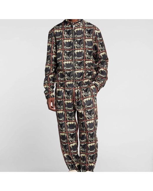Roberto Cavalli Broeken ,Zwart ,Katoen Panterprint Joggingbroek Met Tijgertand Hardware in het Gray voor heren