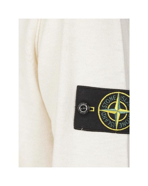 Stone Island White Round-Neck Knitwear for men