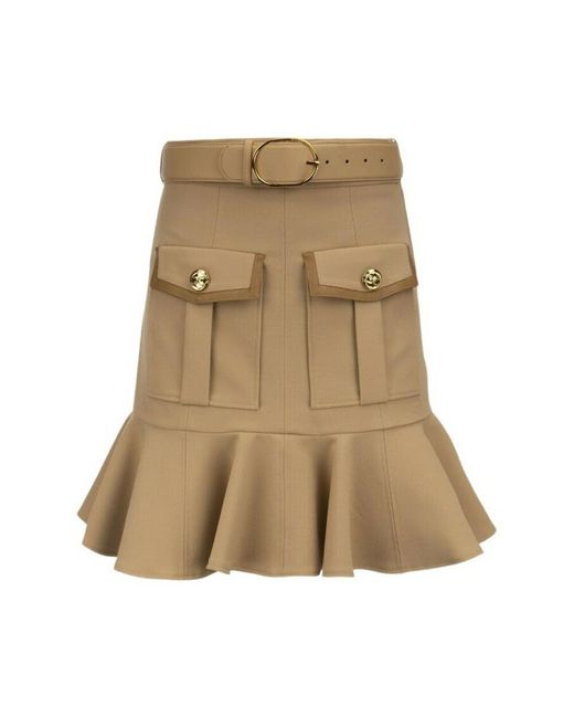 Flounced skirt with details Elisabetta Franchi de color Natural