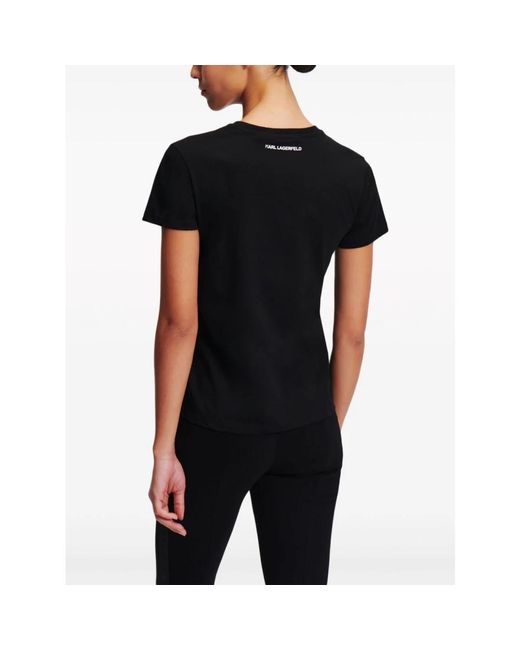 Karl Lagerfeld Black Schwarzes logo strass t-shirt