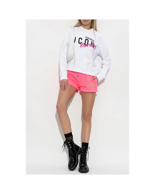 DSquared² Korte Broeken ,Roze ,Katoen Shorts Met Logo in het Pink