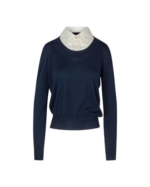 Jucca Blue Langarmshirt Mit Crepe-Einsätzen