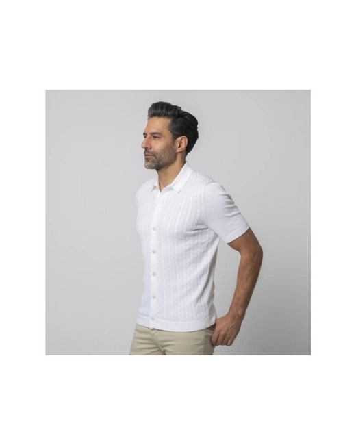 Gran Sasso Korte Mouw Kabel Gebreide Blouse in het White voor heren
