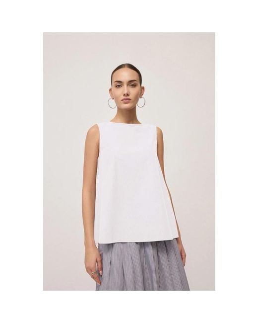 Ottod'Ame White Sleeveless Tops