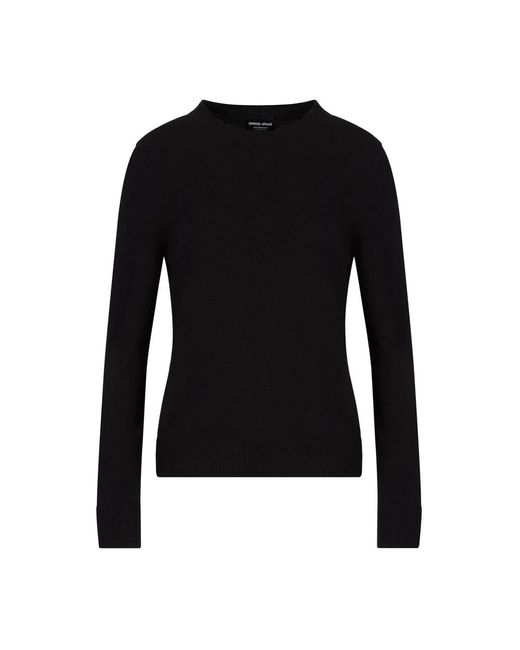 Giorgio Armani Black Round-Neck Knitwear