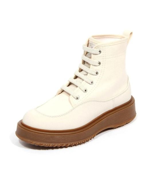 Hogan White Lace-Up Boots